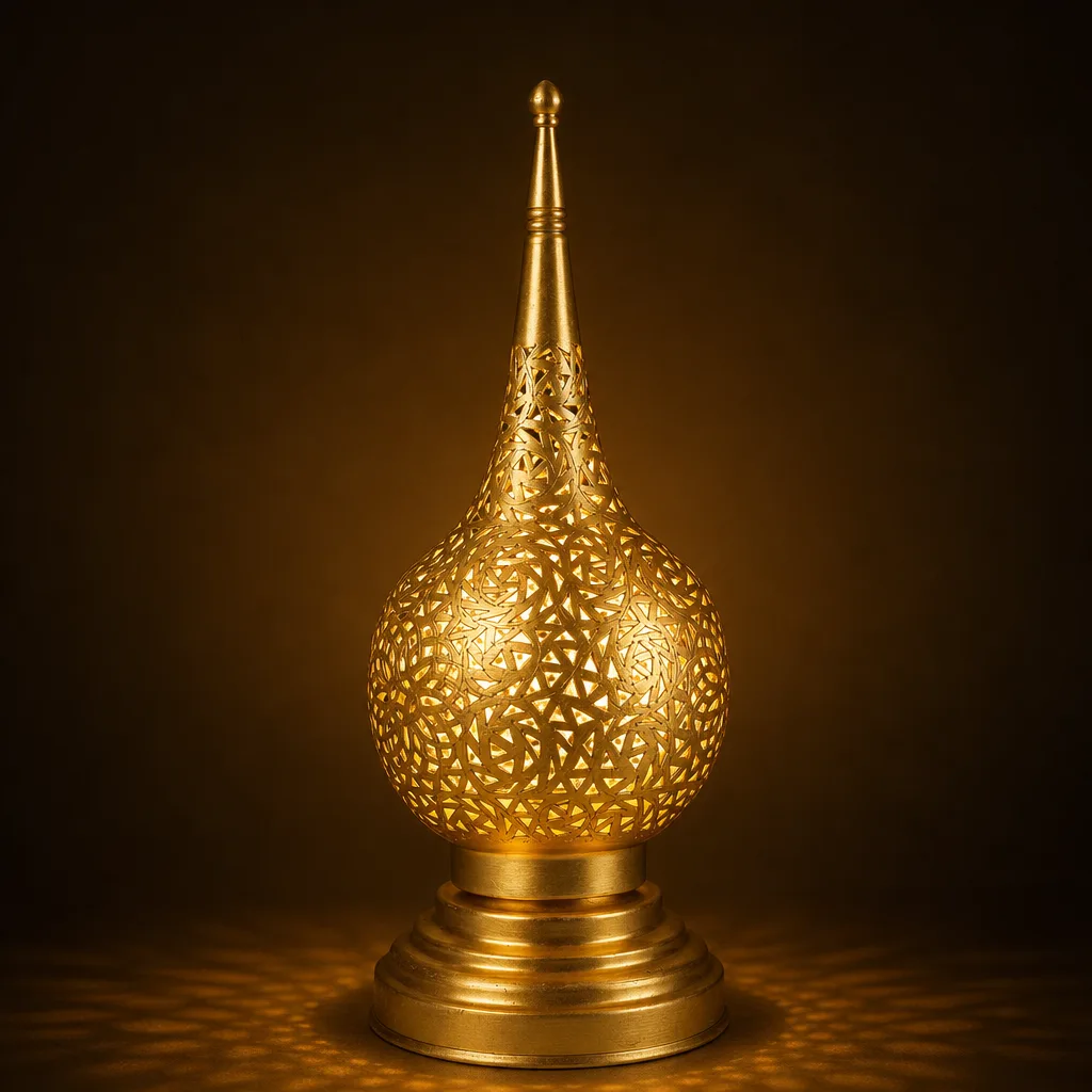 Teardrop Moroccan table lamp with pierced star pattern - Image 2