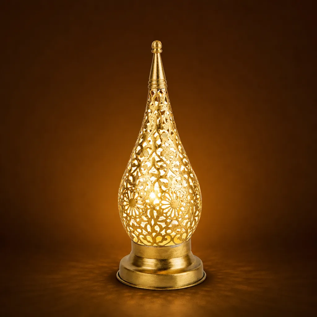Teardrop Moroccan table lamp with floral openwork - Image 2