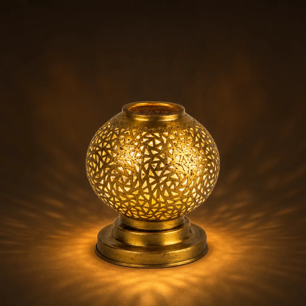 Globe Moroccan Table Lamp with Star Cut Brass Finish - Image 2