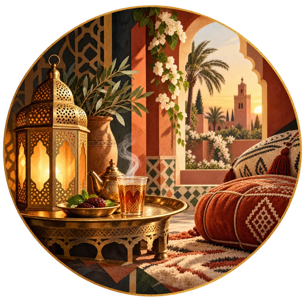 Lanternlit Moroccan tea retreat
